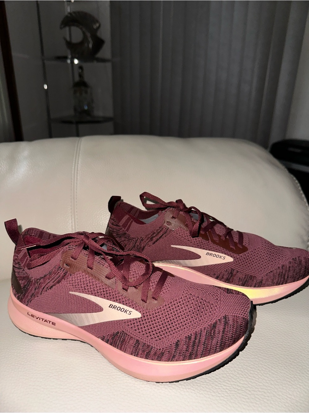 Brooks Womens Maroon and Pink Running Sneakers - Picture 3 of 13